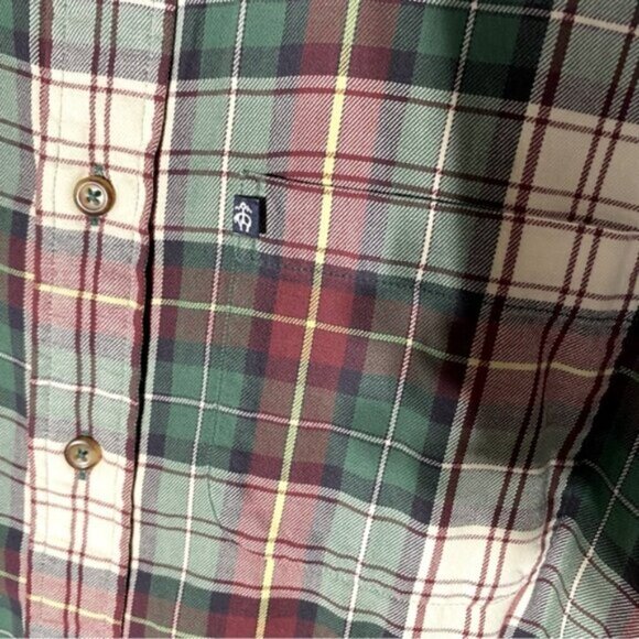 Brooks Brothers Green Burgundy Cream Plaid Long Sleeve Casual Bitton Up Shirt M - Picture 6 of 13